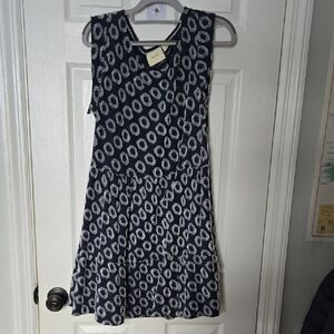Anthropologie Navy and White Patterned Kids Dress
